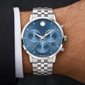 Movado Museum Classic Chronograph 42mm Blue Dial Men's Watch 0607998 — wrist