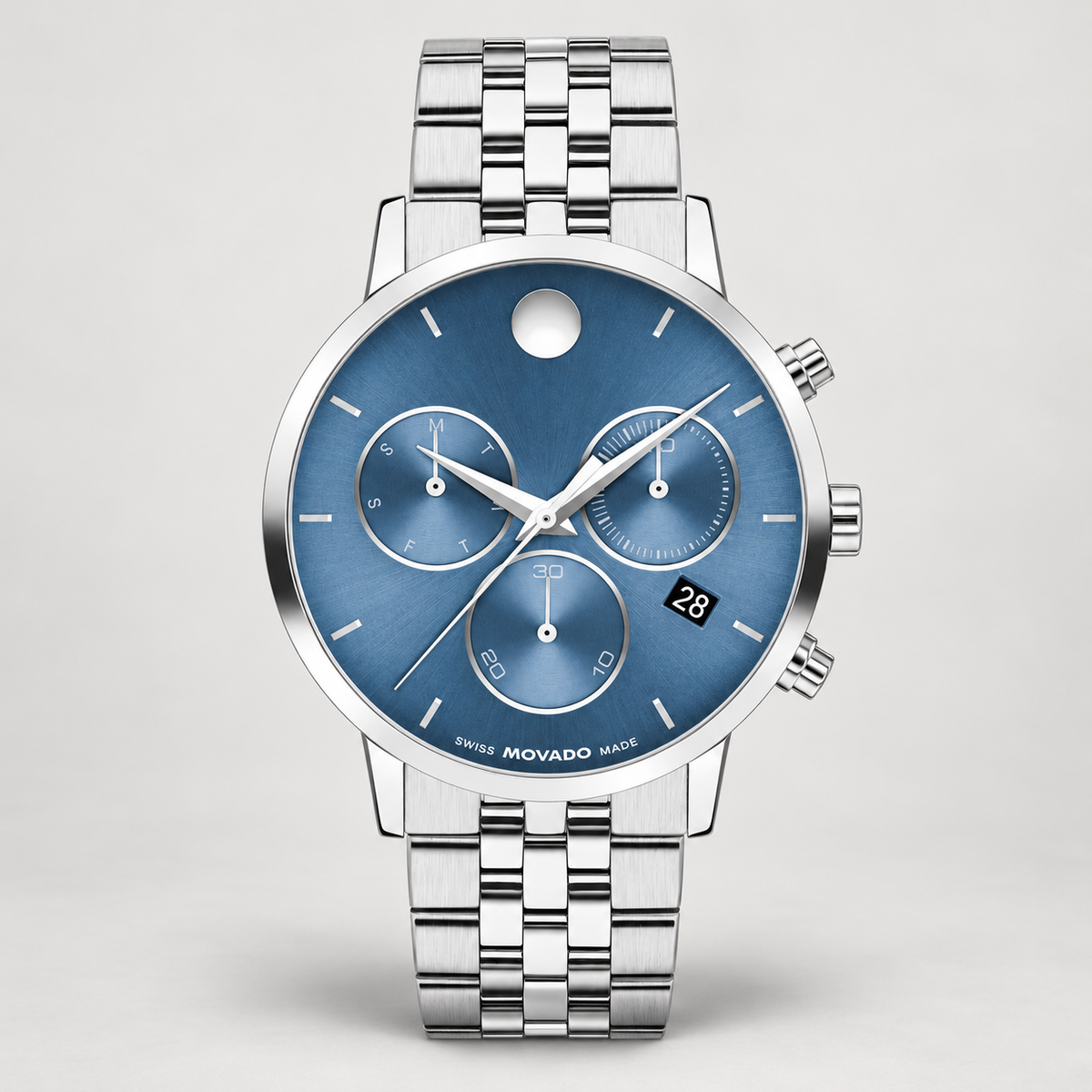Movado Museum Classic Chronograph 42mm Blue Dial Men's Watch 0607998 — front