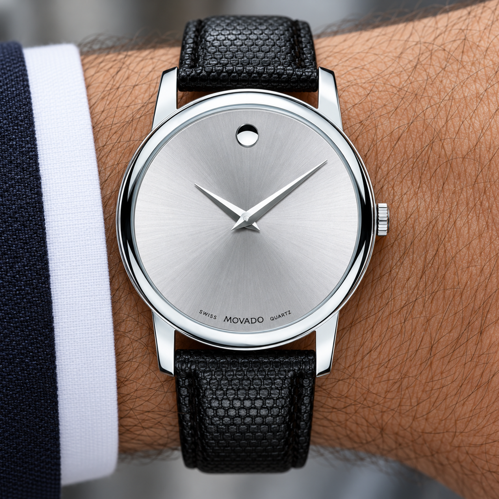 Movado Museum 39mm Silver Dial Men's Watch 2100001 — dial detail