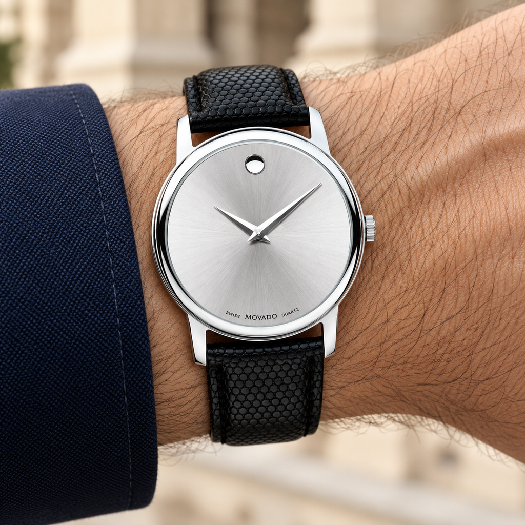 Movado Museum 39mm Silver Dial Men's Watch 2100001 — wrist alternate
