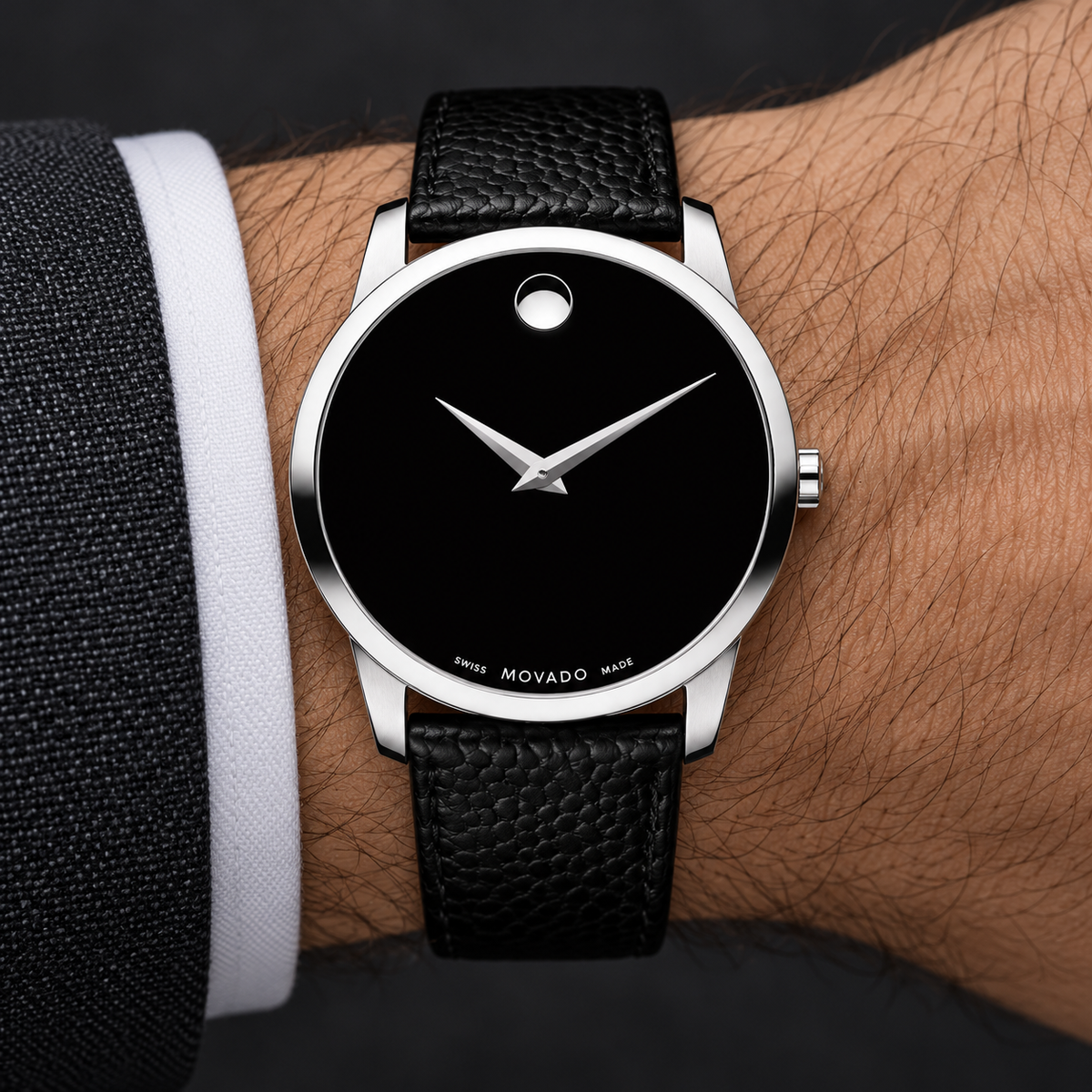 Movado Museum 38mm Black Dial Men's Watch 2100002 — wrist
