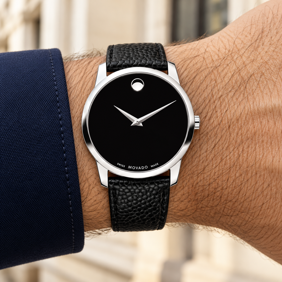 Movado Museum 38mm Black Dial Men's Watch 2100002 — wrist alternate