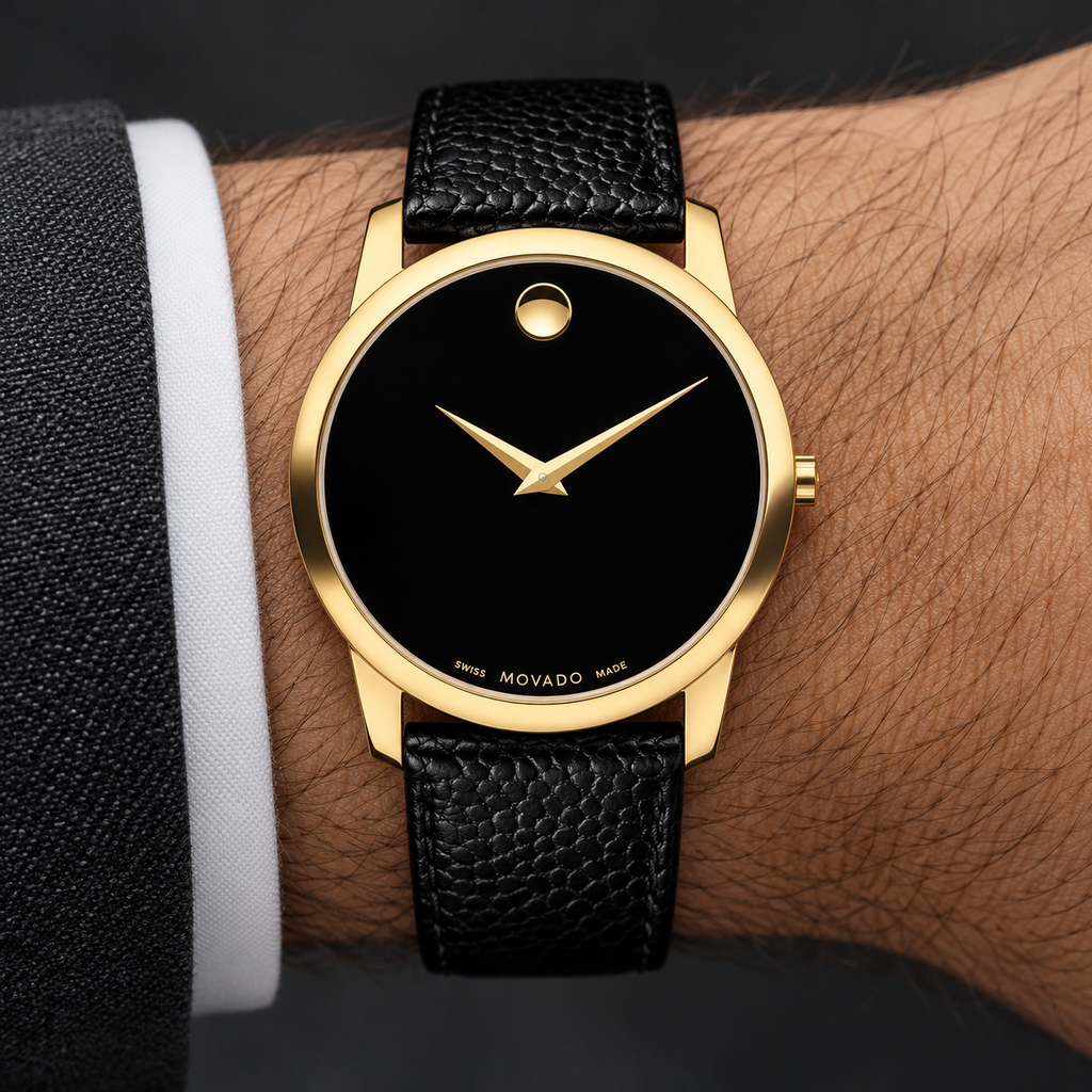 Movado Museum 38mm Black Dial Men's Watch 2100005 — wrist