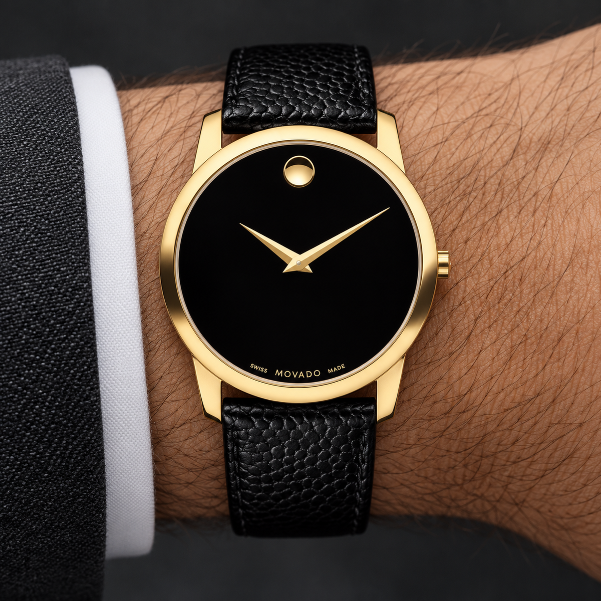 Movado Museum 38mm Black Dial Men's Watch 2100005 — wrist