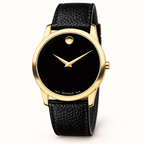 Movado Museum 38mm Black Dial Men's Watch 2100005 — three quarter