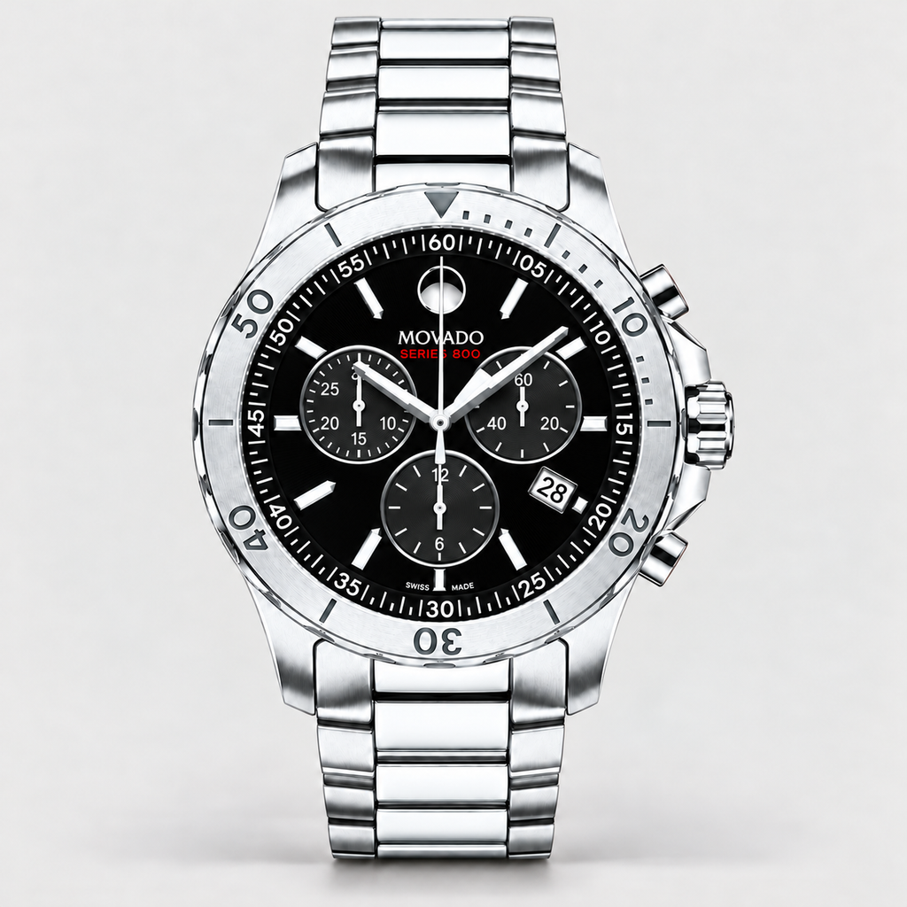 Movado Series 800 Chronograph 42mm Black Dial Men's Watch 2600110 — front