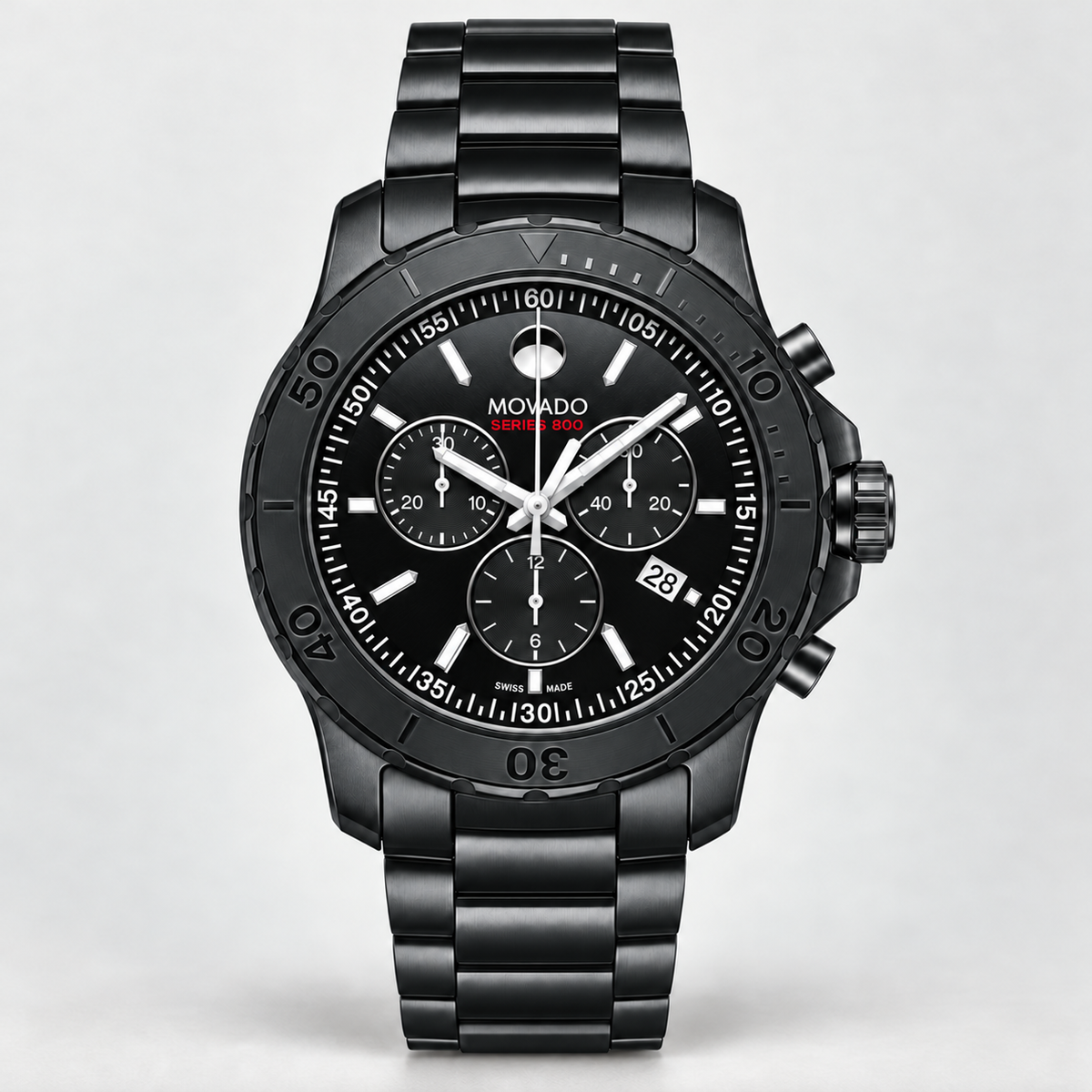 Movado Series 800 Chronograph 42mm Black Dial Men's Watch 2600119 — front