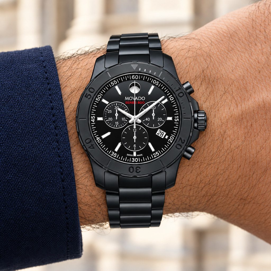 Movado Series 800 Chronograph 42mm Black Dial Men's Watch 2600119 — wrist alternate