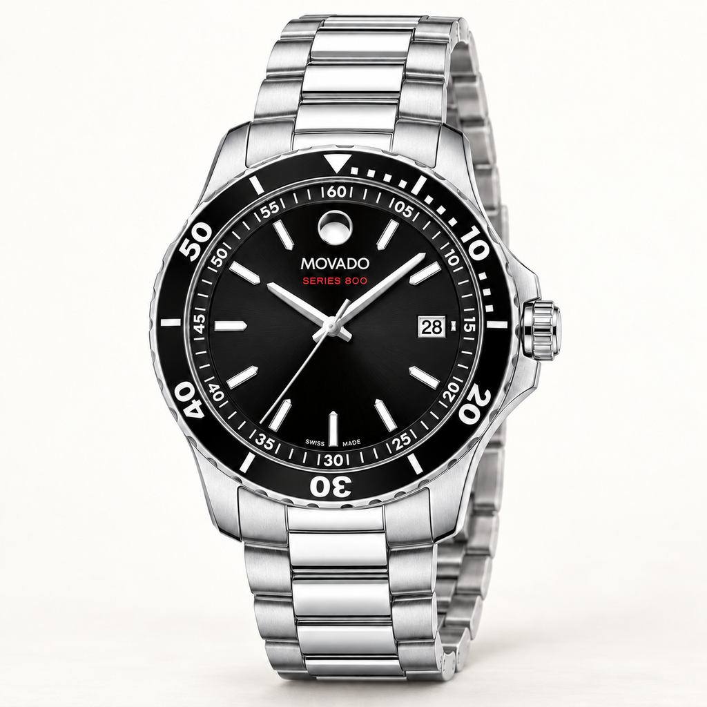 Movado Series 800 40mm Black Dial Men's Watch 2600135 — three quarter
