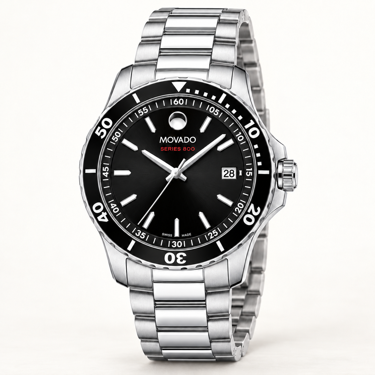 Movado Series 800 40mm Black Dial Men's Watch 2600135 — three quarter