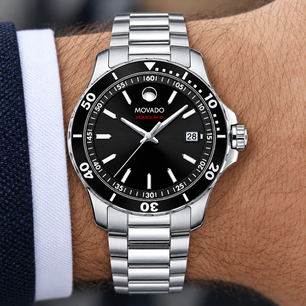 Movado Series 800 40mm Black Dial Men's Watch 2600135 — dial detail