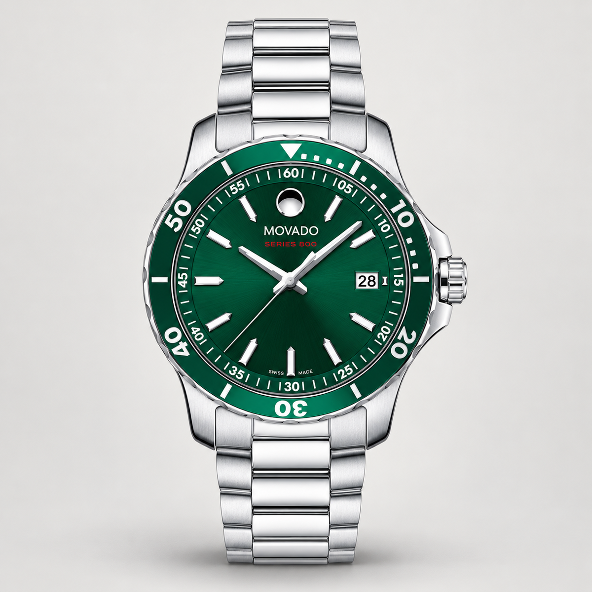 Movado Series 800 40mm Green Dial Men's Watch 2600136 — front
