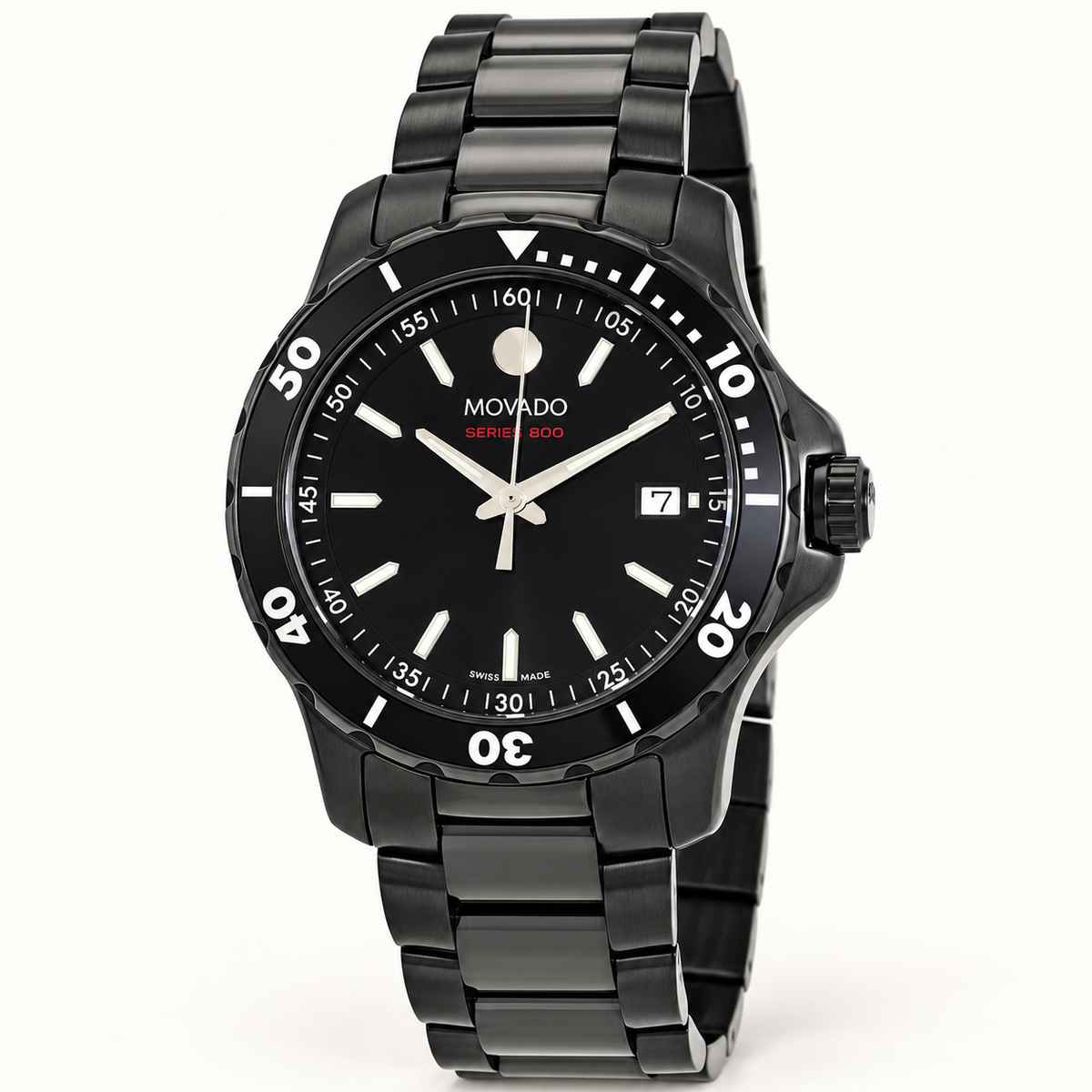 Movado Series 800 40mm Black Dial Men's Watch 2600143 — three quarter