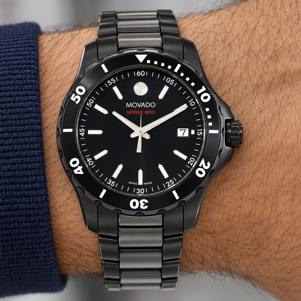 Movado Series 800 40mm Black Dial Men's Watch 2600143 — dial detail