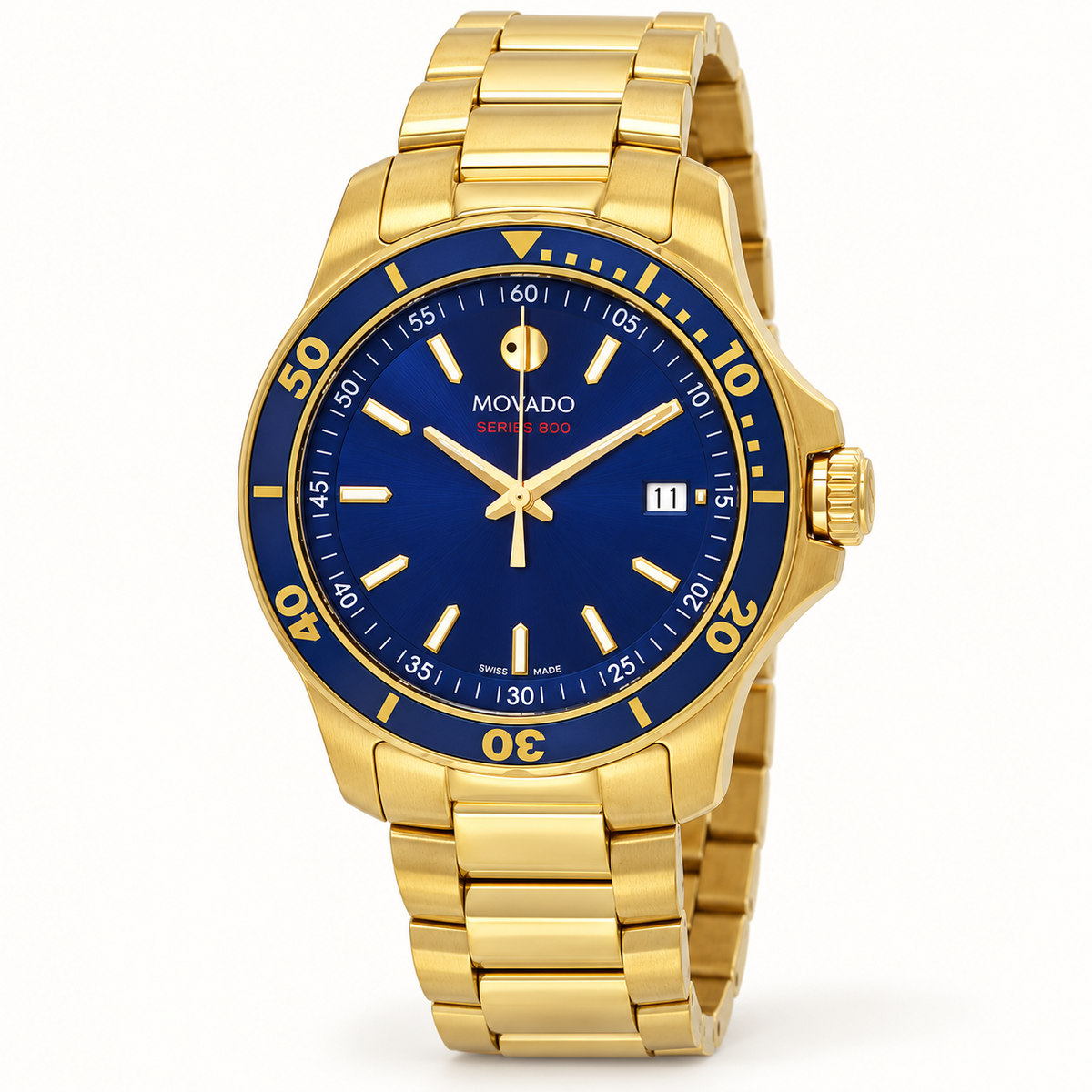Movado Series 800 40mm Blue Dial Men's Watch 2600144 — three quarter