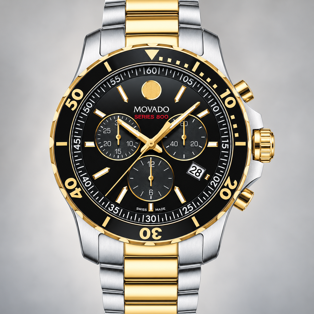 Movado Series 800 Chronograph 42mm Black Dial Men's Watch 2600146 — dial detail