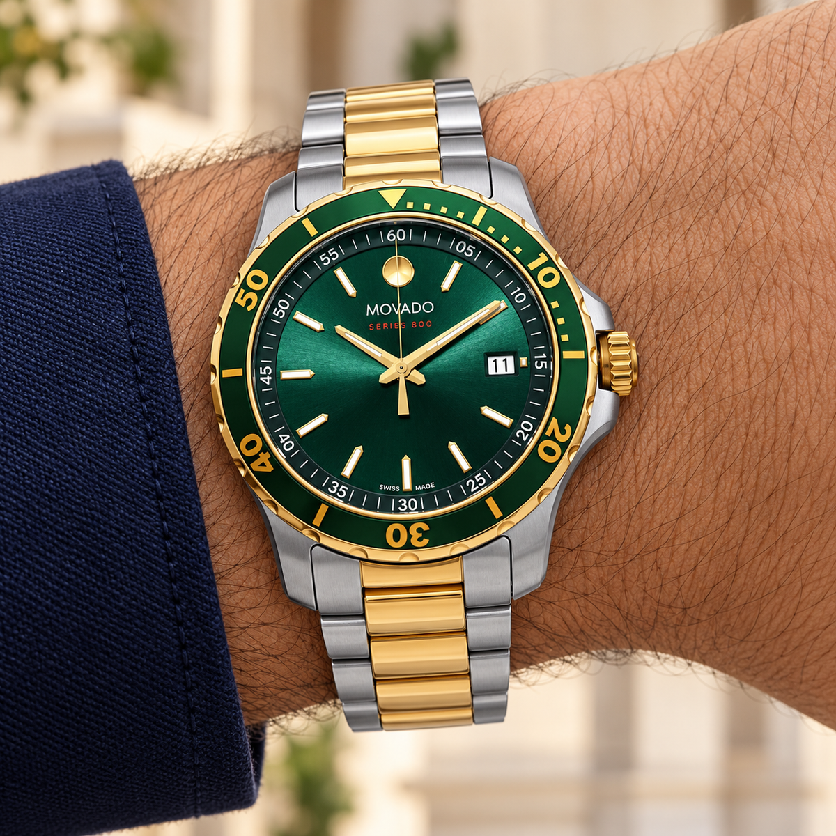Movado Series 800 40mm Green Dial Men's Watch 2600147 — wrist alternate