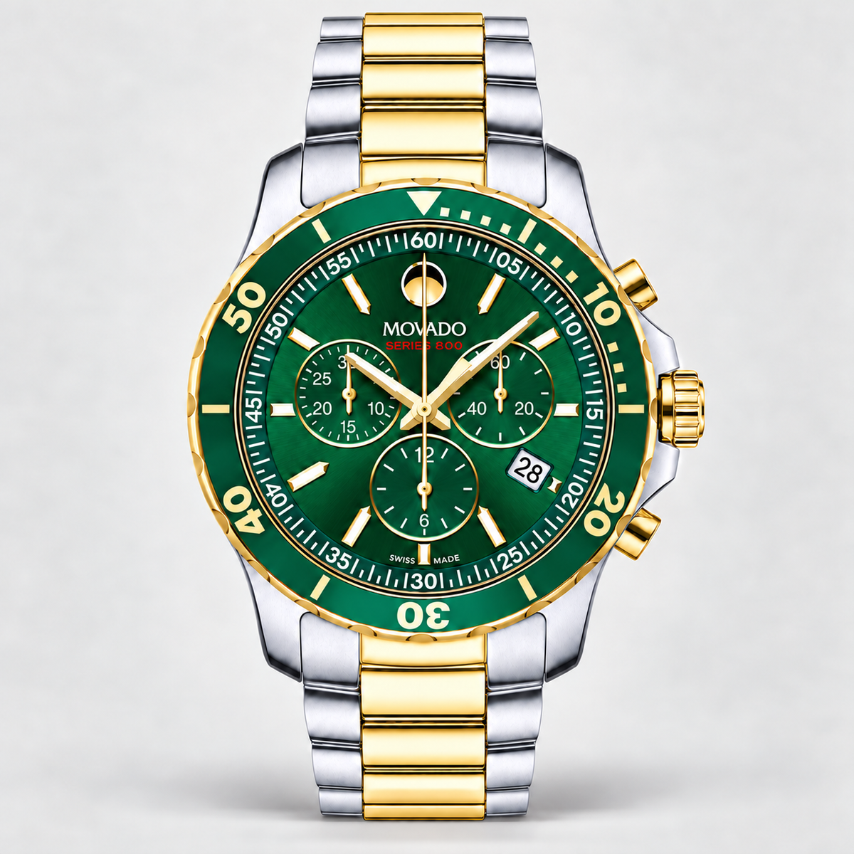 Movado Series 800 Chronograph 42mm Green Dial Men's Watch 2600148 — front