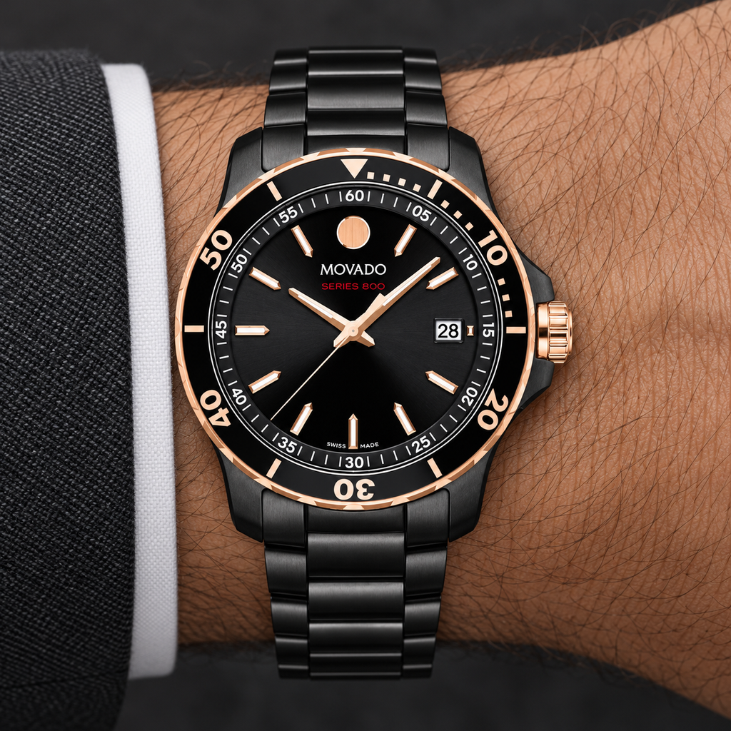 Movado Series 800 40mm Black Dial Men's Watch 2600162 — wrist
