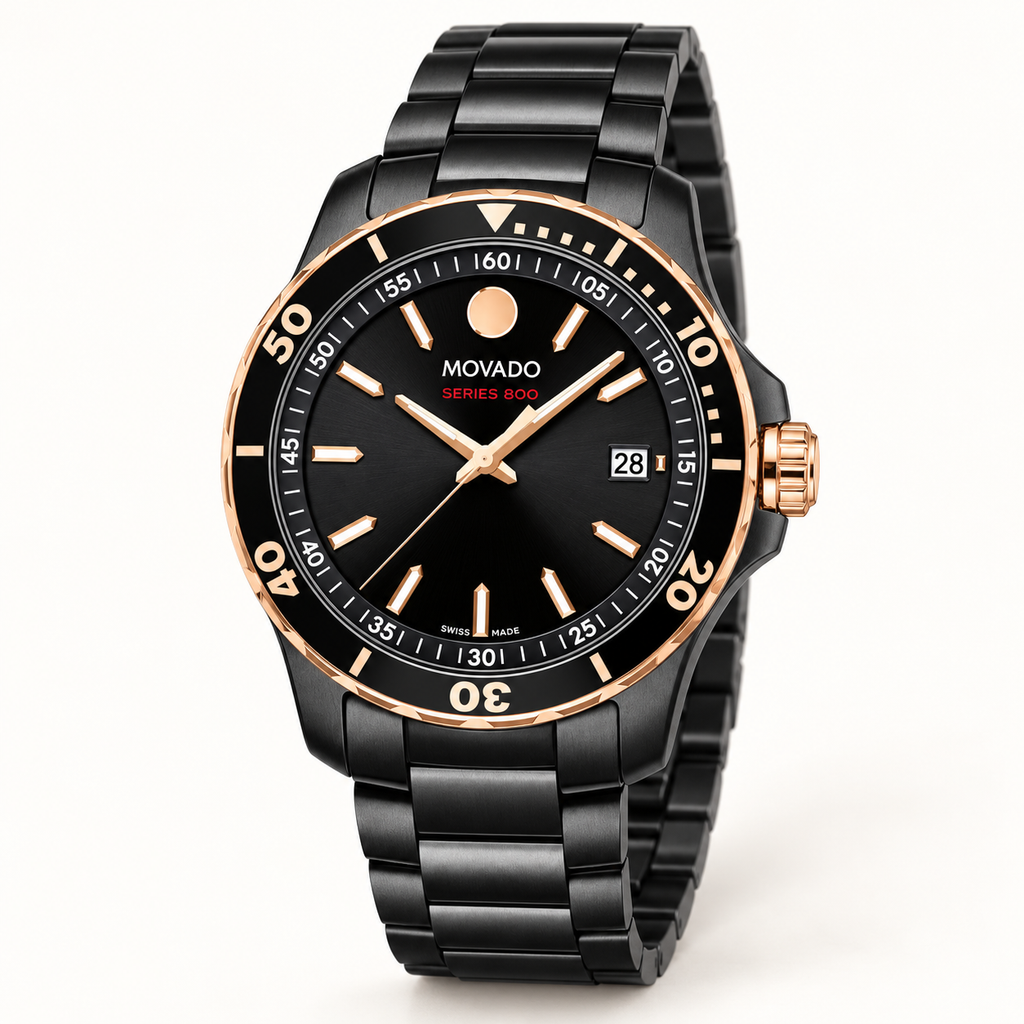 Movado Series 800 40mm Black Dial Men's Watch 2600162 — three quarter