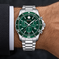Movado Series 800 Chronograph 42mm Green Dial Men's Watch 2600179 — wrist