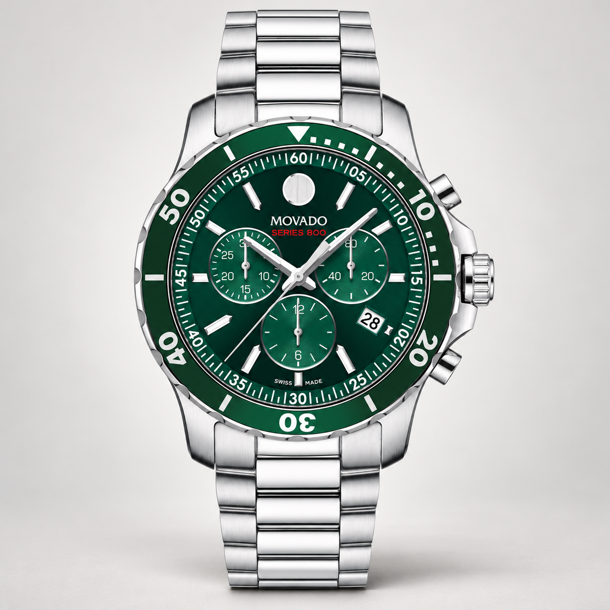 Movado Series 800 Chronograph 42mm Green Dial Men's Watch 2600179 — front