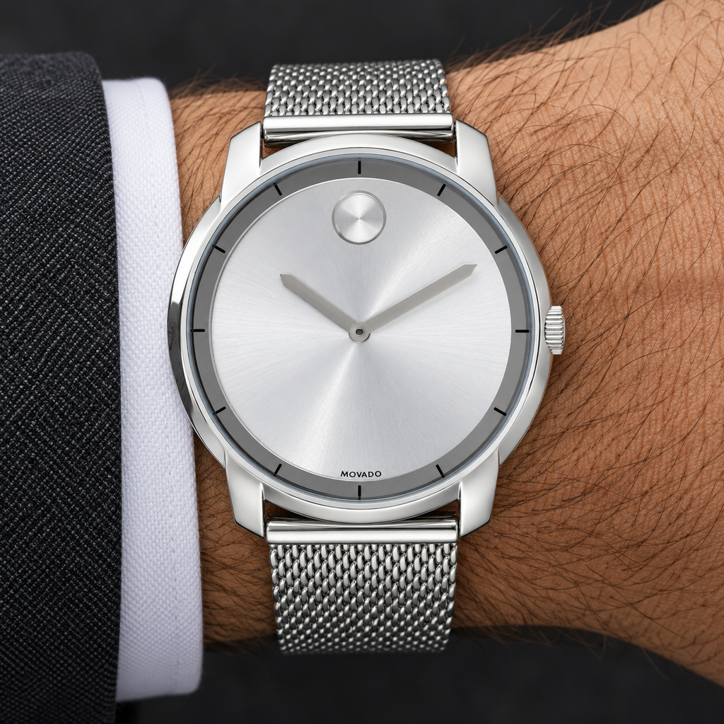 Movado BOLD 44mm Silver Dial Men's Watch 3600260 — wrist