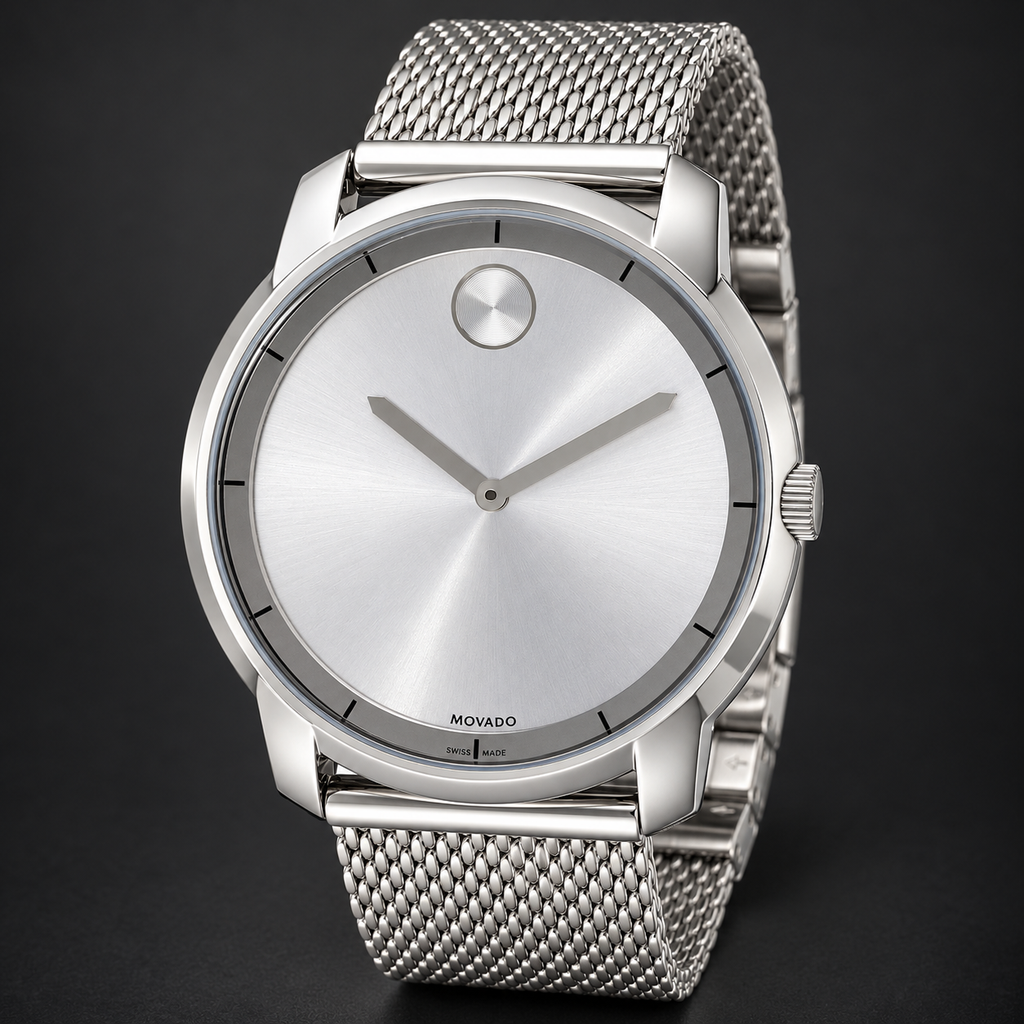 Movado BOLD 44mm Silver Dial Men's Watch 3600260 — three quarter