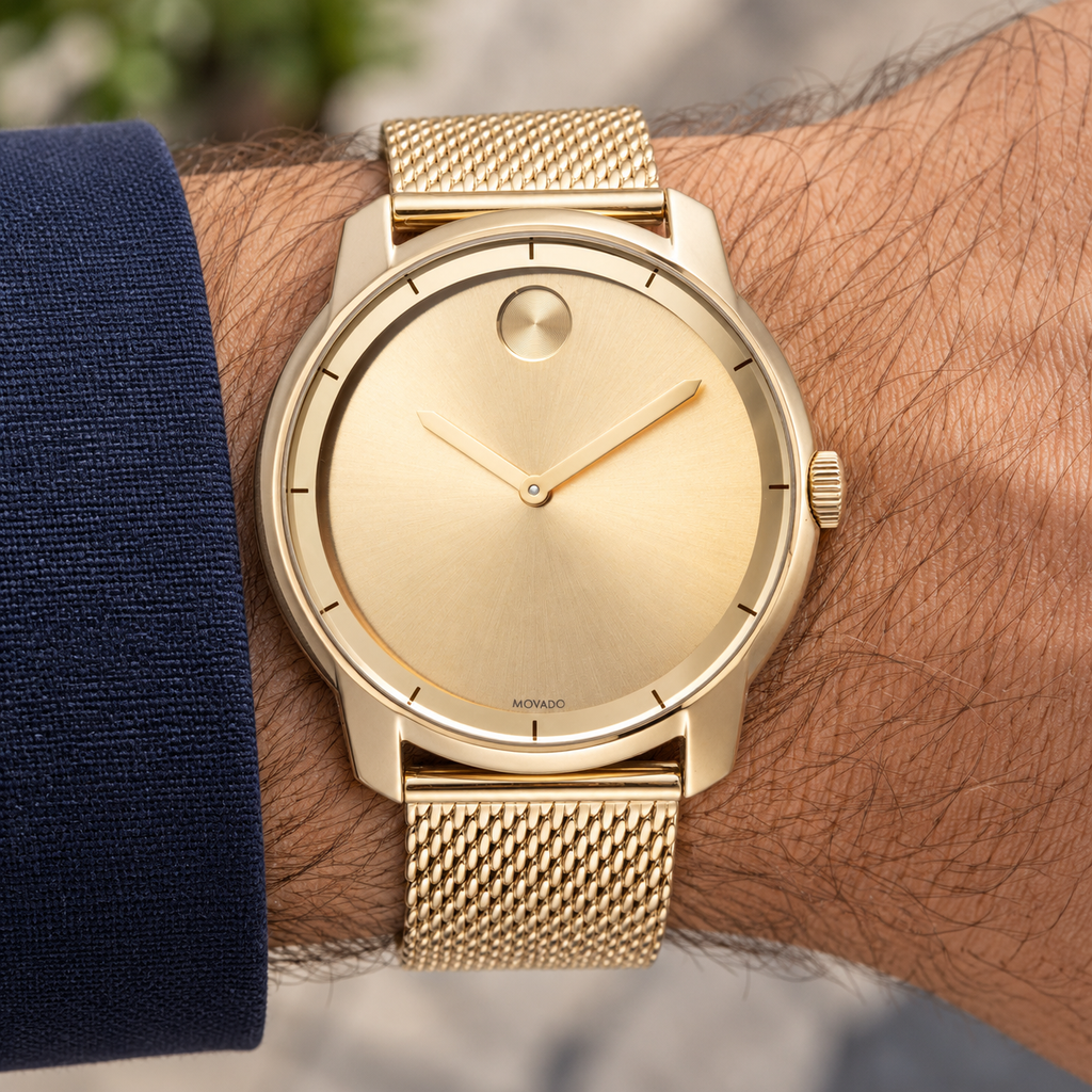 Movado BOLD 44mm Gold Dial Men's Watch 3600373 — wrist alternate