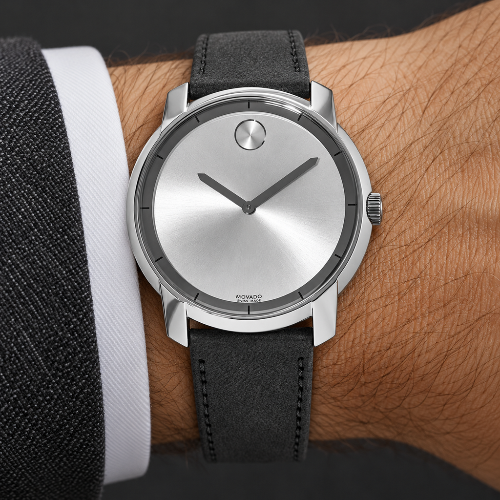 Movado BOLD 44mm Silver Dial Men's Watch 3600468 — wrist