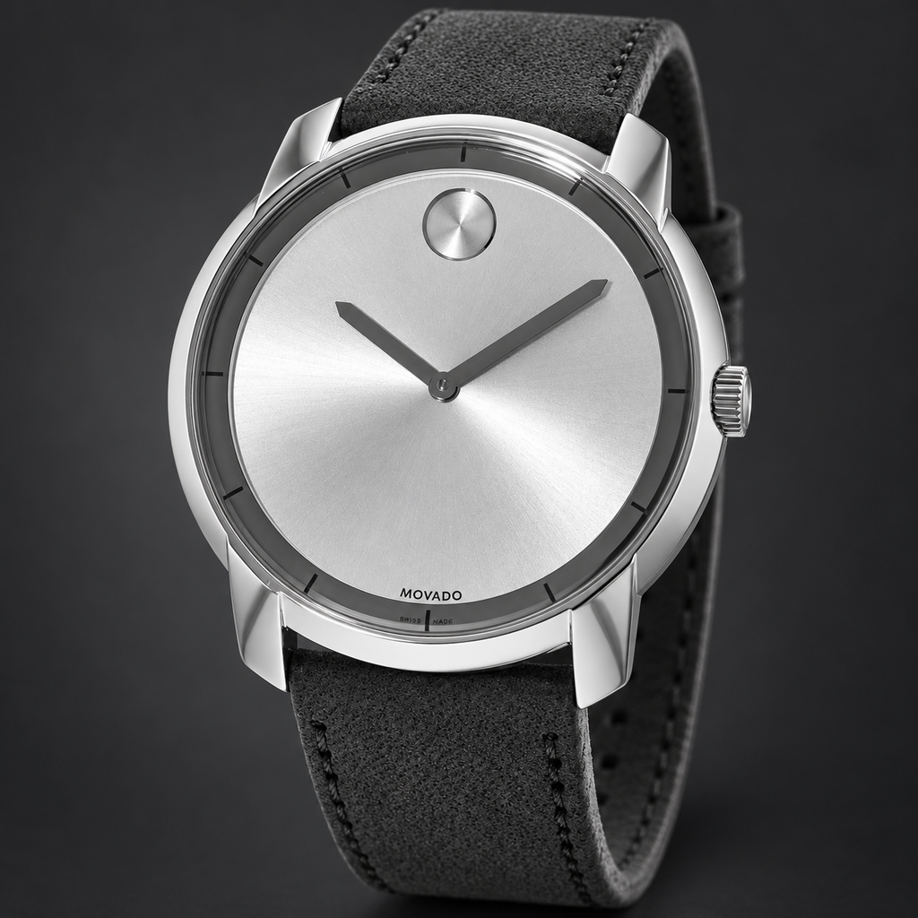 Movado BOLD 44mm Silver Dial Men's Watch 3600468 — three quarter