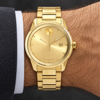 Movado BOLD Verso 42mm Gold Dial Men's Watch 3600861 — wrist