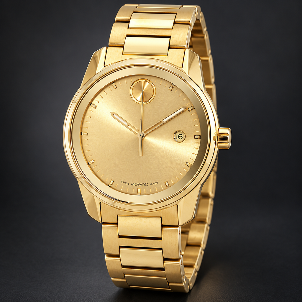 Movado BOLD Verso 42mm Gold Dial Men's Watch 3600861 — three quarter