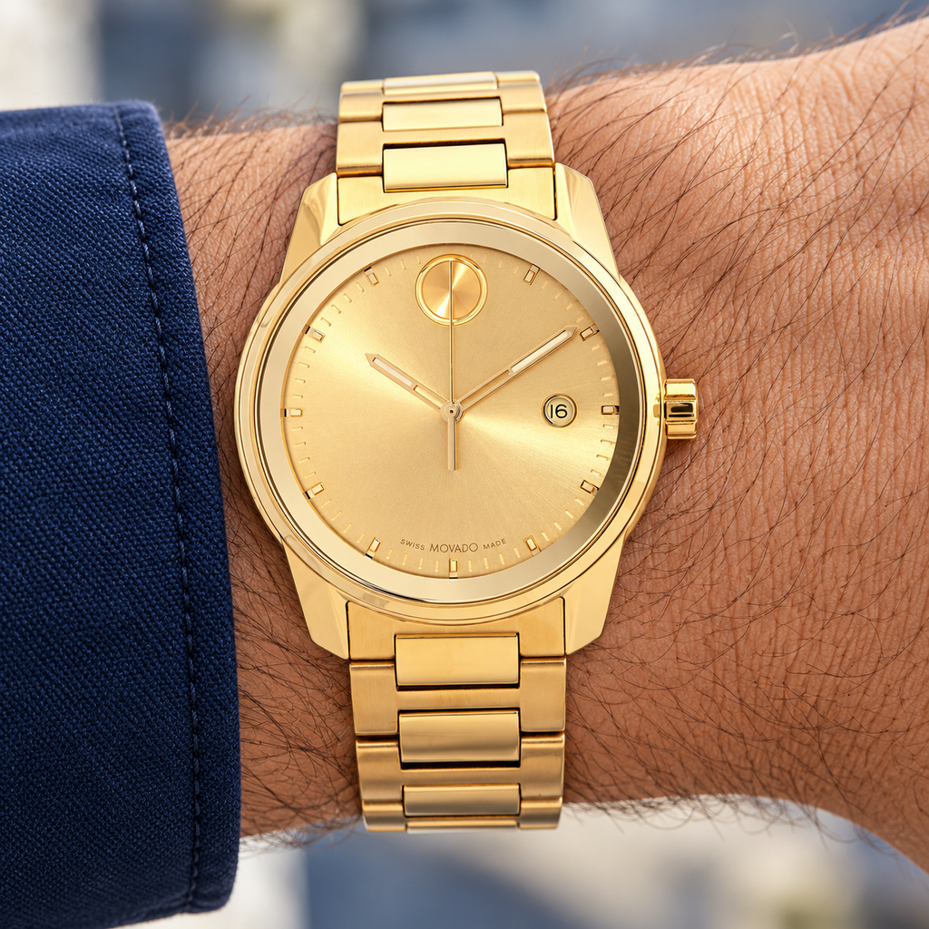 Movado BOLD Verso 42mm Gold Dial Men's Watch 3600861 — wrist alternate