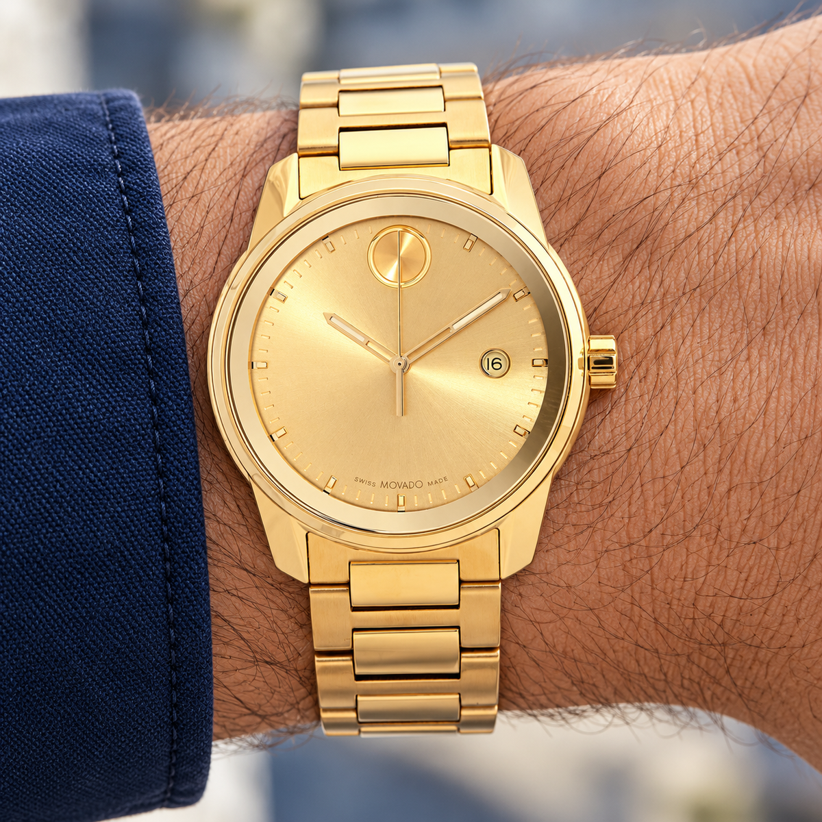 Movado BOLD Verso 42mm Gold Dial Men's Watch 3600861 — wrist alternate