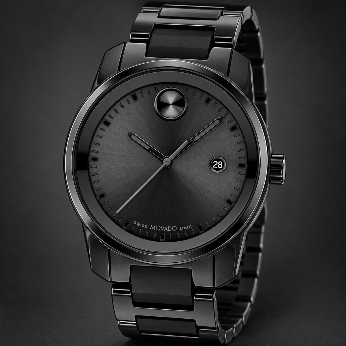 Movado BOLD Verso 42mm Black Dial Men's Watch 3600863 — three quarter