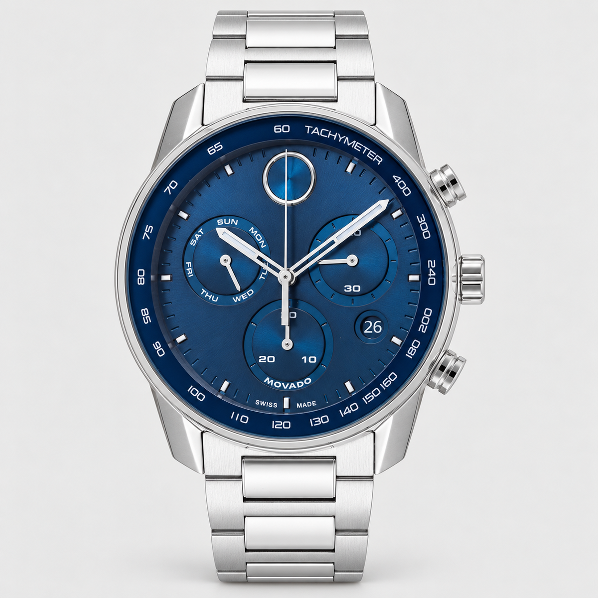 Movado BOLD Verso Chronograph 44mm Blue Dial Men's Watch 3600865 — front