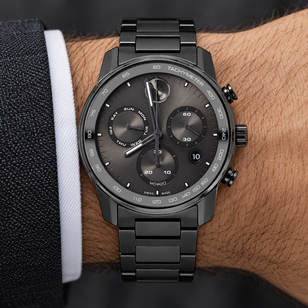 Movado BOLD Verso Chronograph 44mm Grey Dial Men's Watch 3600867 — wrist