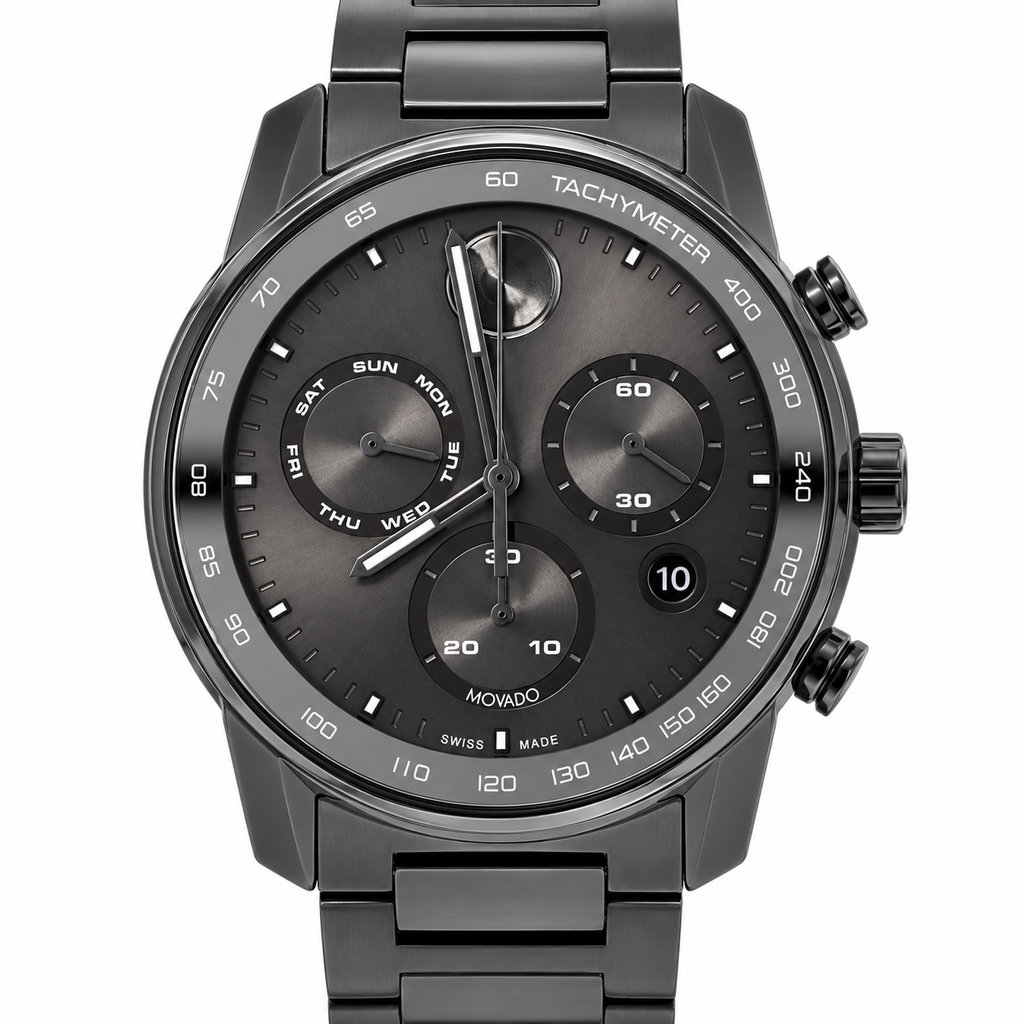 Movado BOLD Verso Chronograph 44mm Grey Dial Men's Watch 3600867 — dial detail