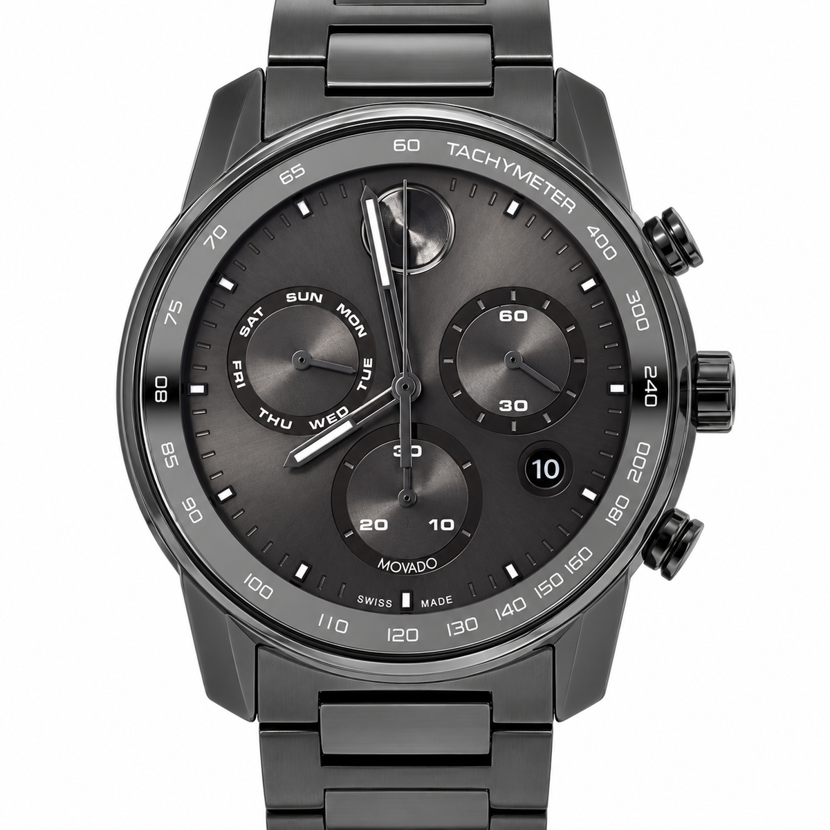 Movado BOLD Verso Chronograph 44mm Grey Dial Men's Watch 3600867 — dial detail