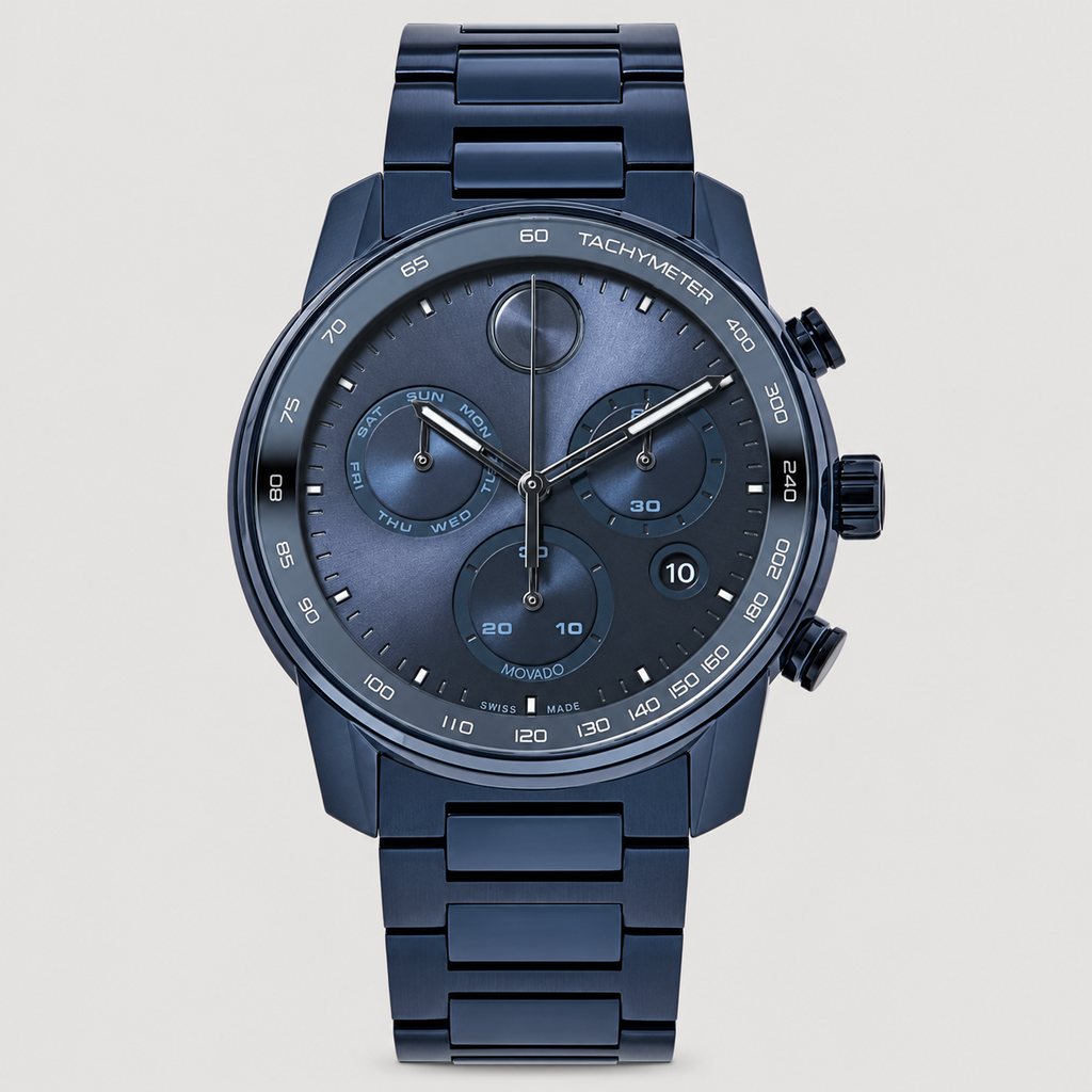 Movado BOLD Verso Chronograph 44mm Blue Dial Men's Watch 3600868 — front