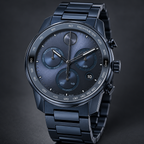 Movado BOLD Verso Chronograph 44mm Blue Dial Men's Watch 3600868 — three quarter
