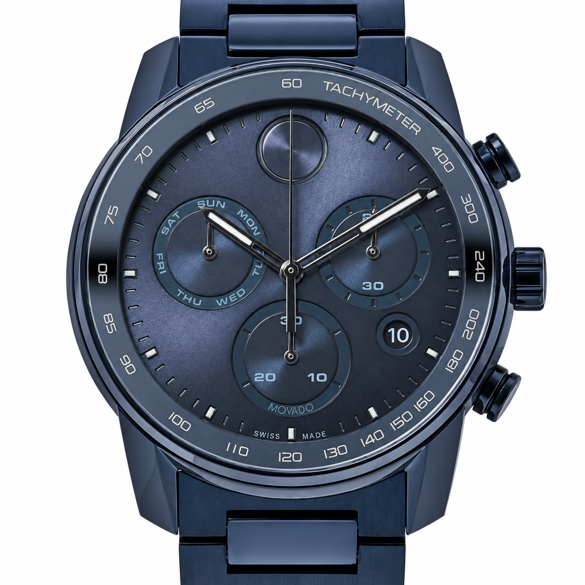 Movado BOLD Verso Chronograph 44mm Blue Dial Men's Watch 3600868 — dial detail