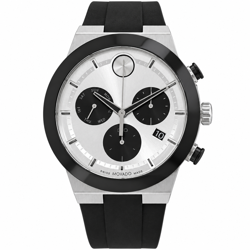 Movado BOLD Fusion Chronograph 44mm Silver Dial Men's Watch 3600894 — dial detail