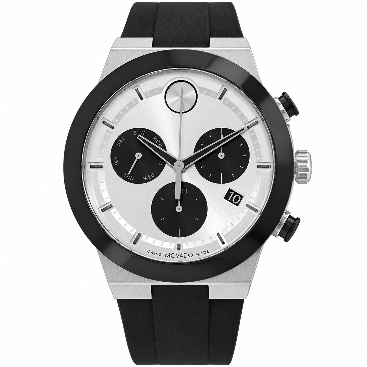 Movado BOLD Fusion Chronograph 44mm Silver Dial Men's Watch 3600894 — dial detail