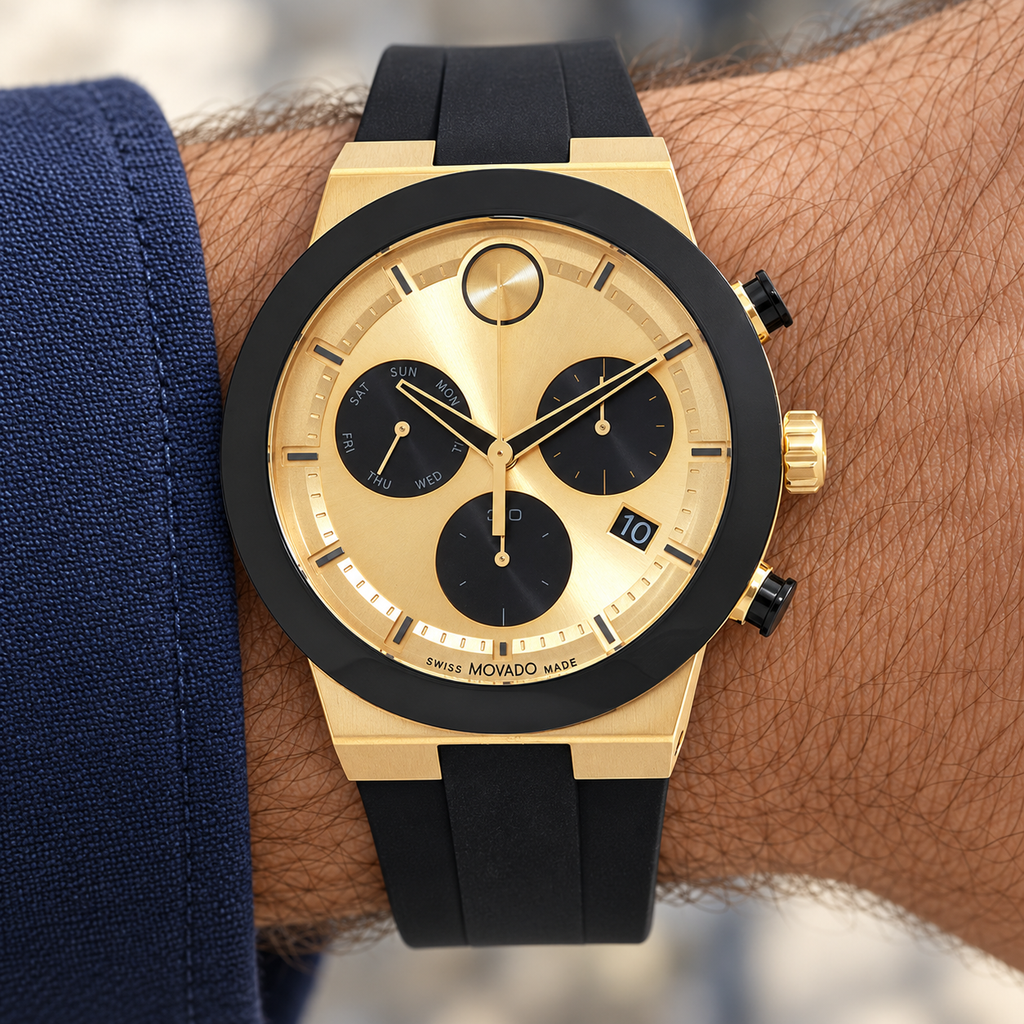 Movado BOLD Fusion Chronograph 44mm Yellow Gold Dial Men's Watch 3600895 — wrist alternate