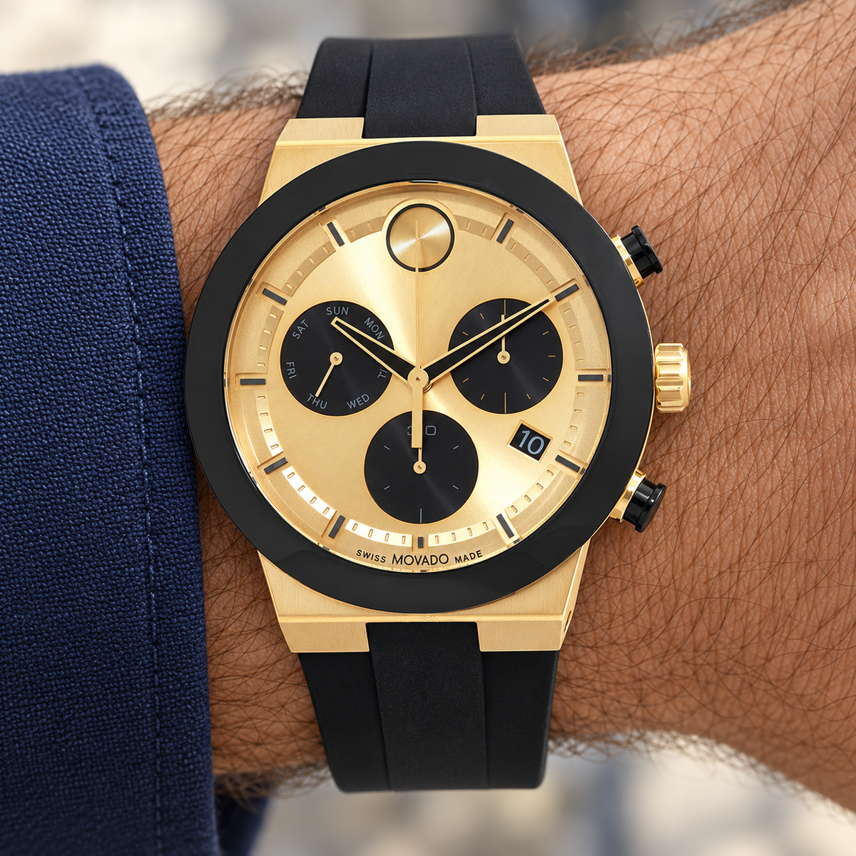 Movado BOLD Fusion Chronograph 44mm Yellow Gold Dial Men's Watch 3600895 — wrist alternate