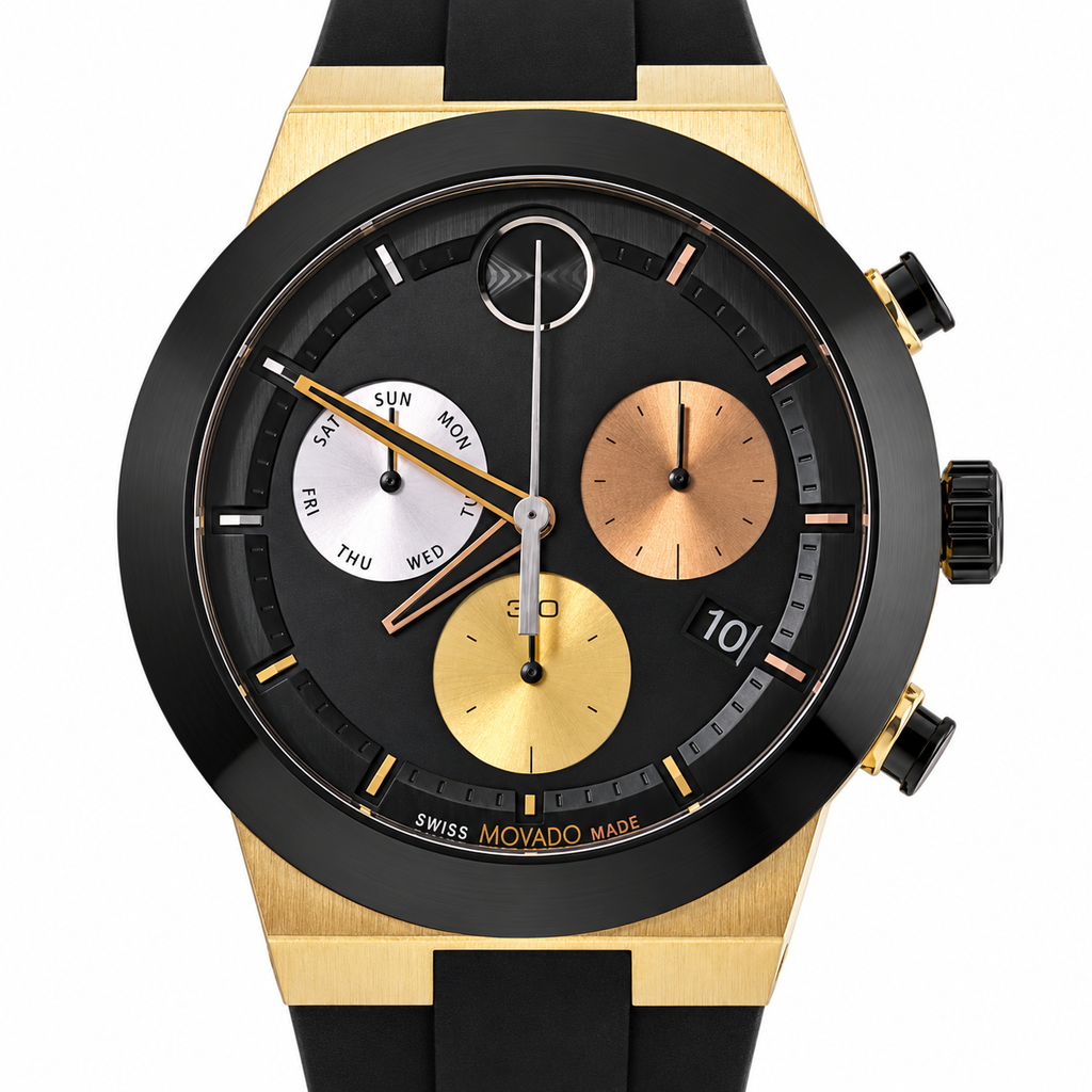 Movado BOLD Fusion Chronograph 44mm Black Dial Men's Watch 3600896 — dial detail