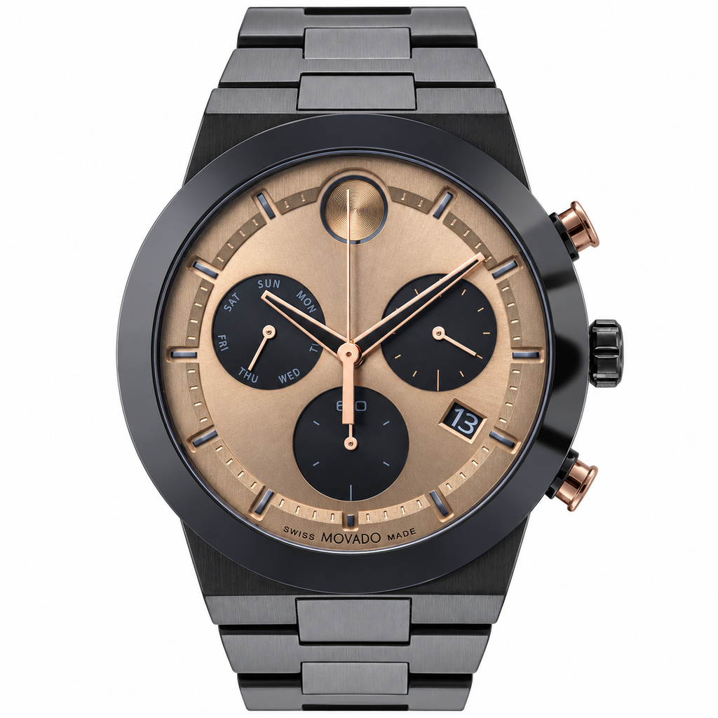 Movado BOLD Fusion Chronograph 44.5mm Bronze Dial Men's Watch 3600897 — dial detail