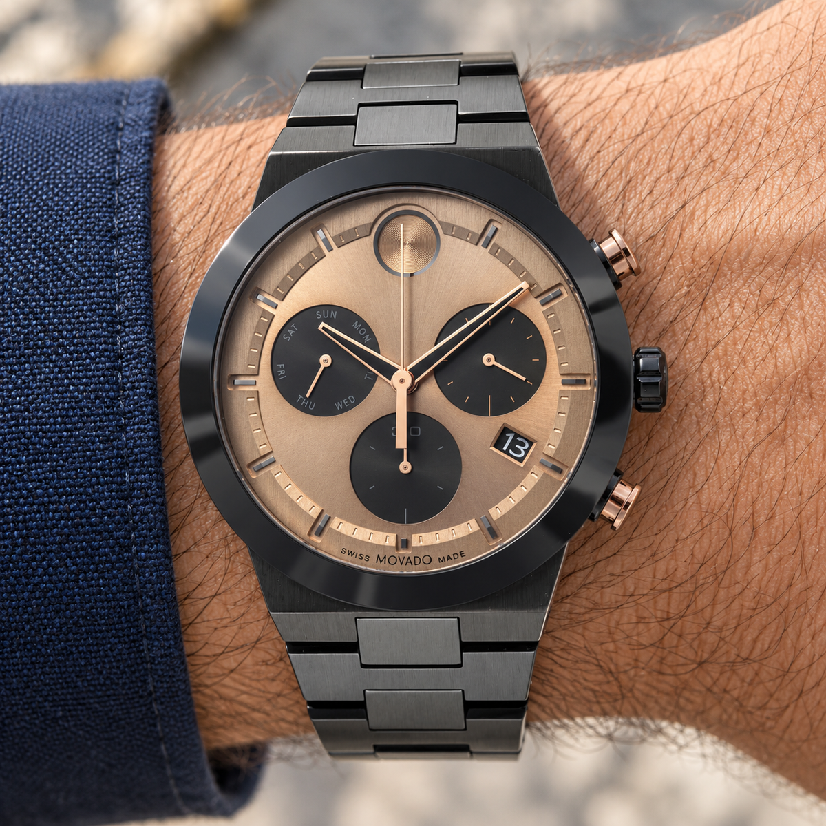 Movado BOLD Fusion Chronograph 44.5mm Bronze Dial Men's Watch 3600897 — wrist alternate